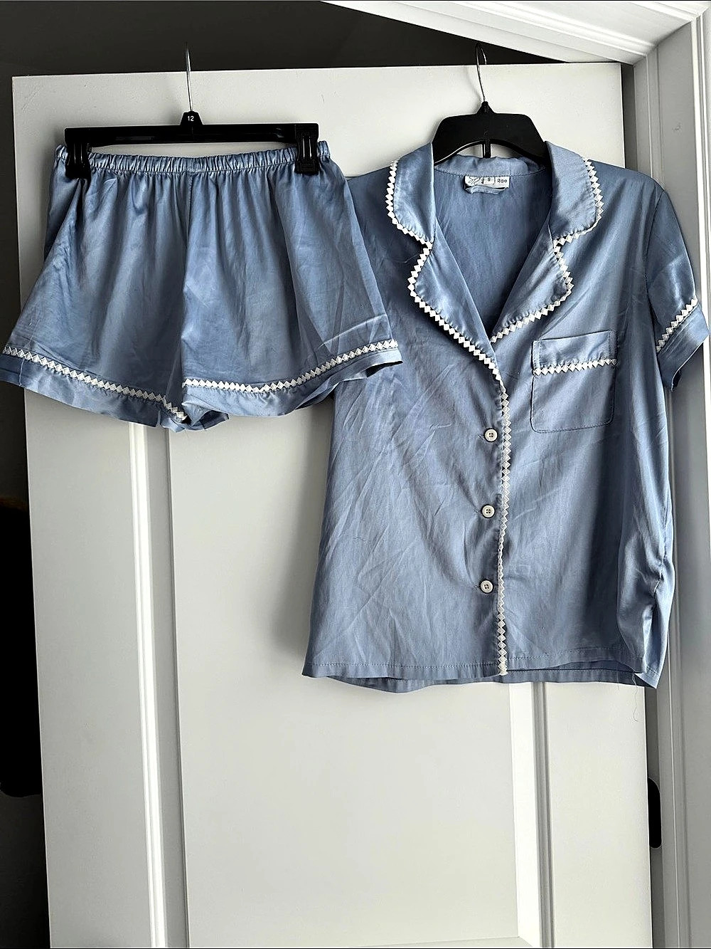 Rae Satin Pajama Set in Blue Size Small